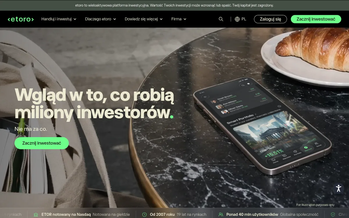 Strona główna eToro na komputerze – zakup kryptowaluty w serwisie eToro